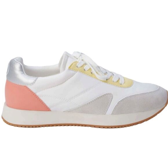 New Anthropologie Beach Matisse Farrah Retro Lace Up Sneakers, 7.5, Yellow Pink - Picture 2 of 9